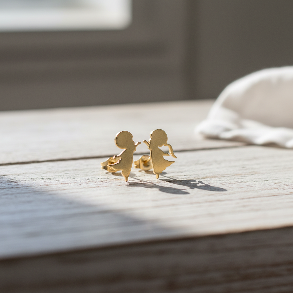 Pendientes Siluetas Infantiles (Dorado)