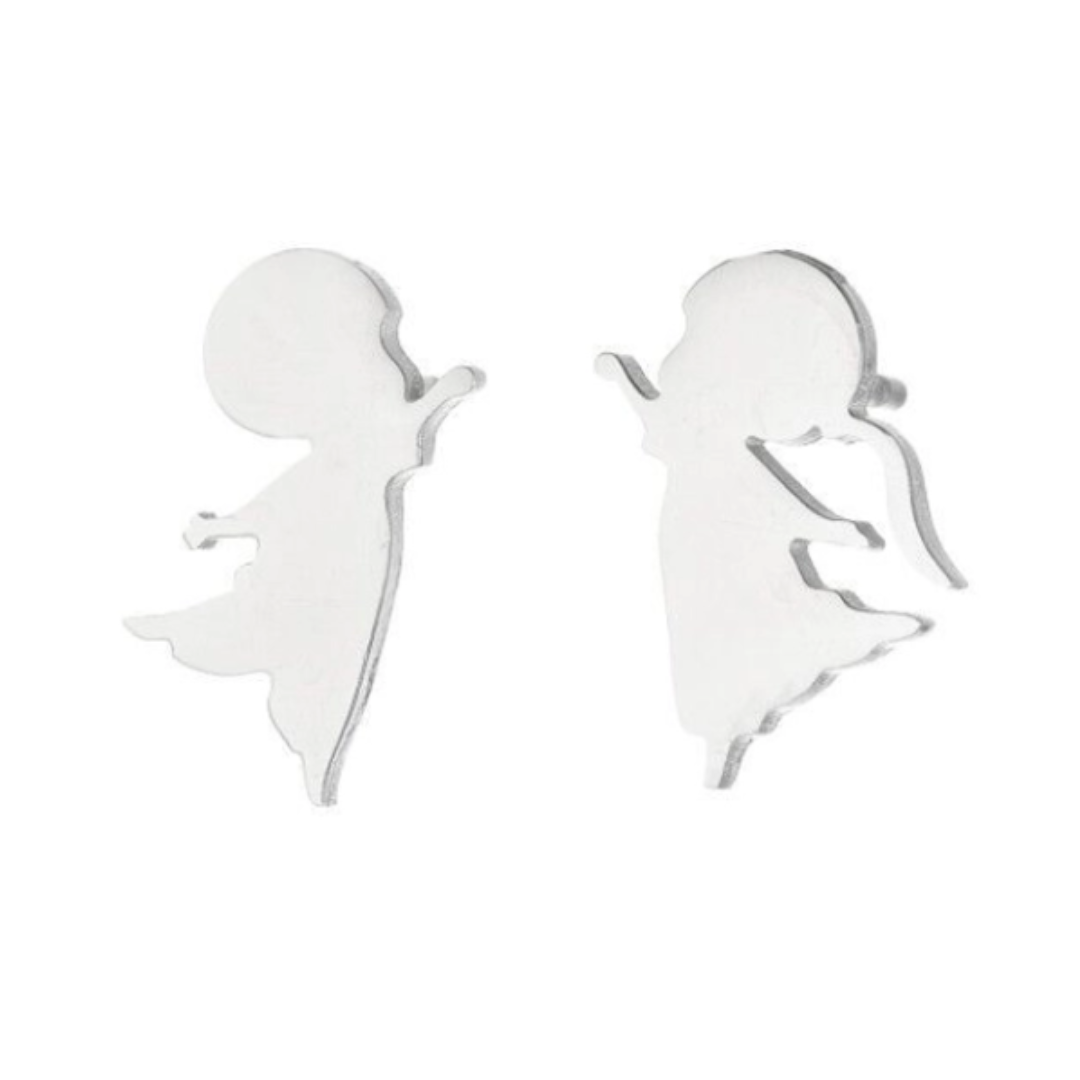 Pendientes Siluetas Infantiles (Plateado)