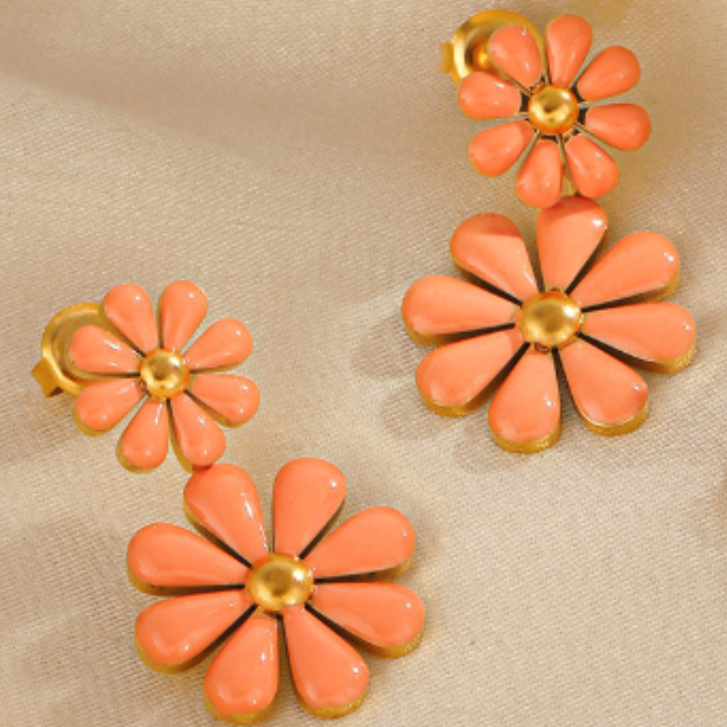 Pendientes Doble Margarita Naranja