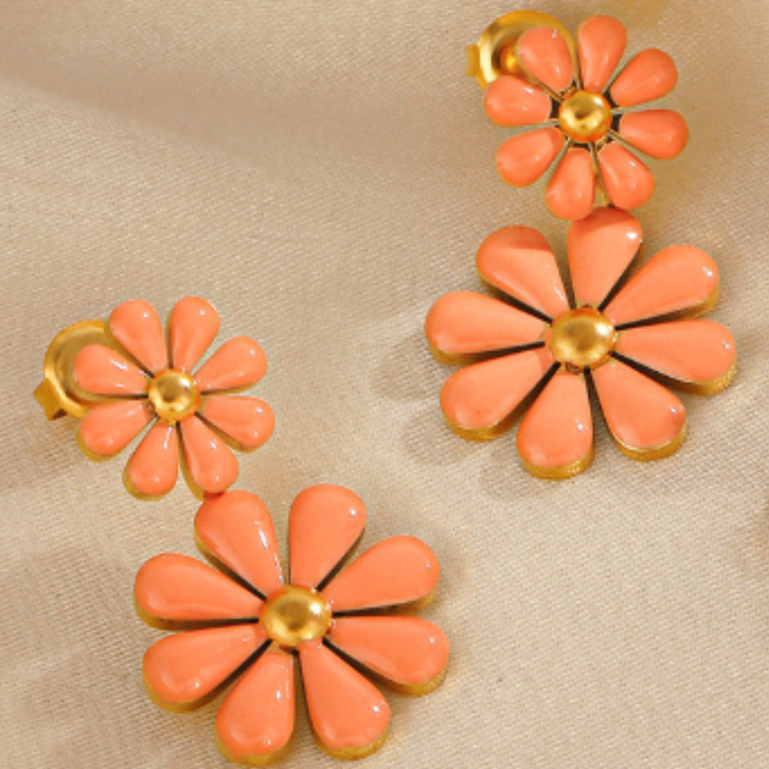 Pendientes Doble Margarita Naranja