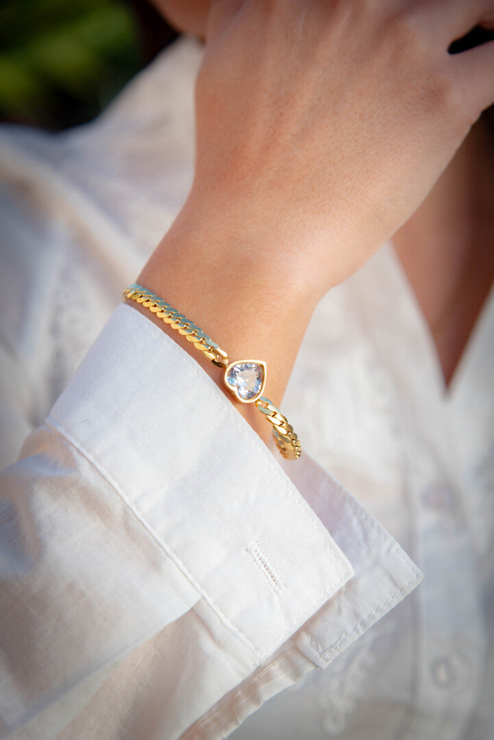 Pulsera Corazón Plateado