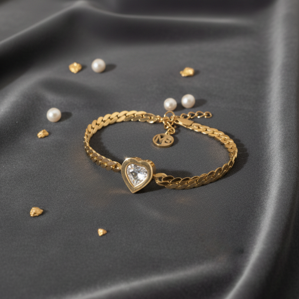 Pulsera Corazón Plateado