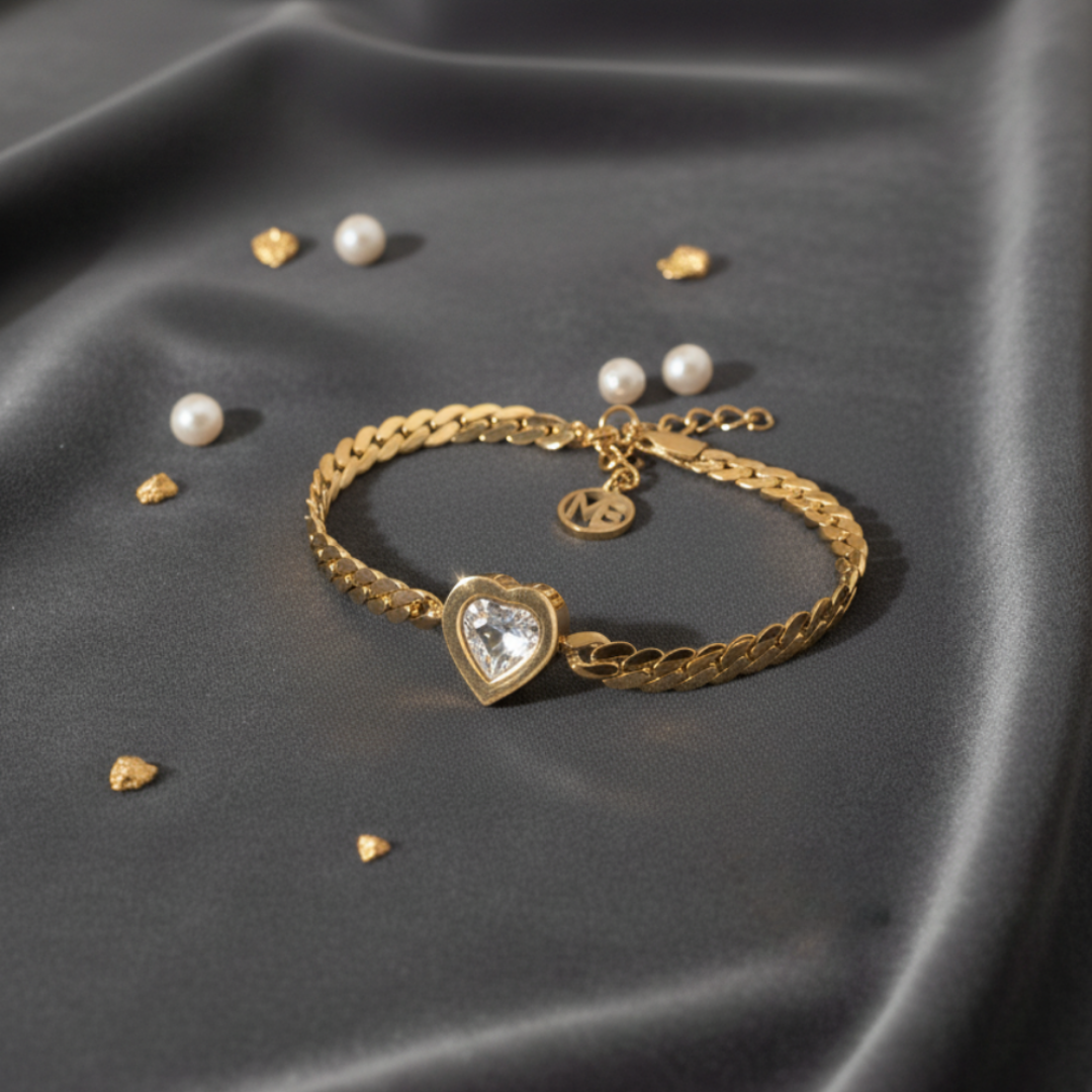 Pulsera Corazón Plateado